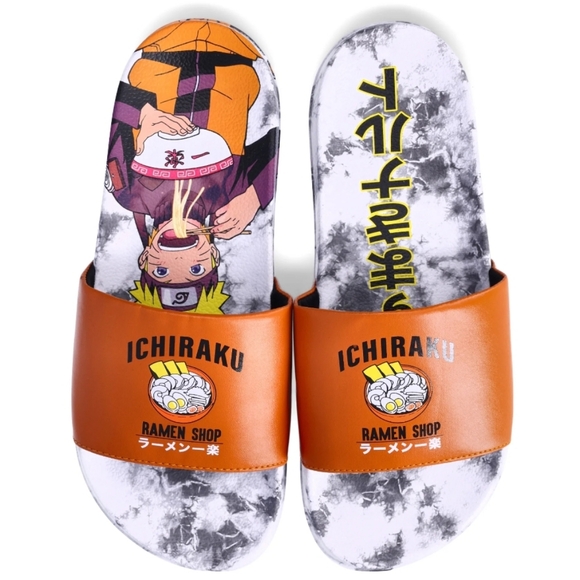 NEW Naruto Men’s‎ Ichiraku Ramen Shop Sport Slide Sandals Sizes 9 & 13 - Picture 1 of 4